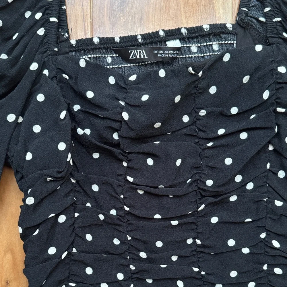 Zara • Black and White Polka Dot Blouse - Picture 2 of 5